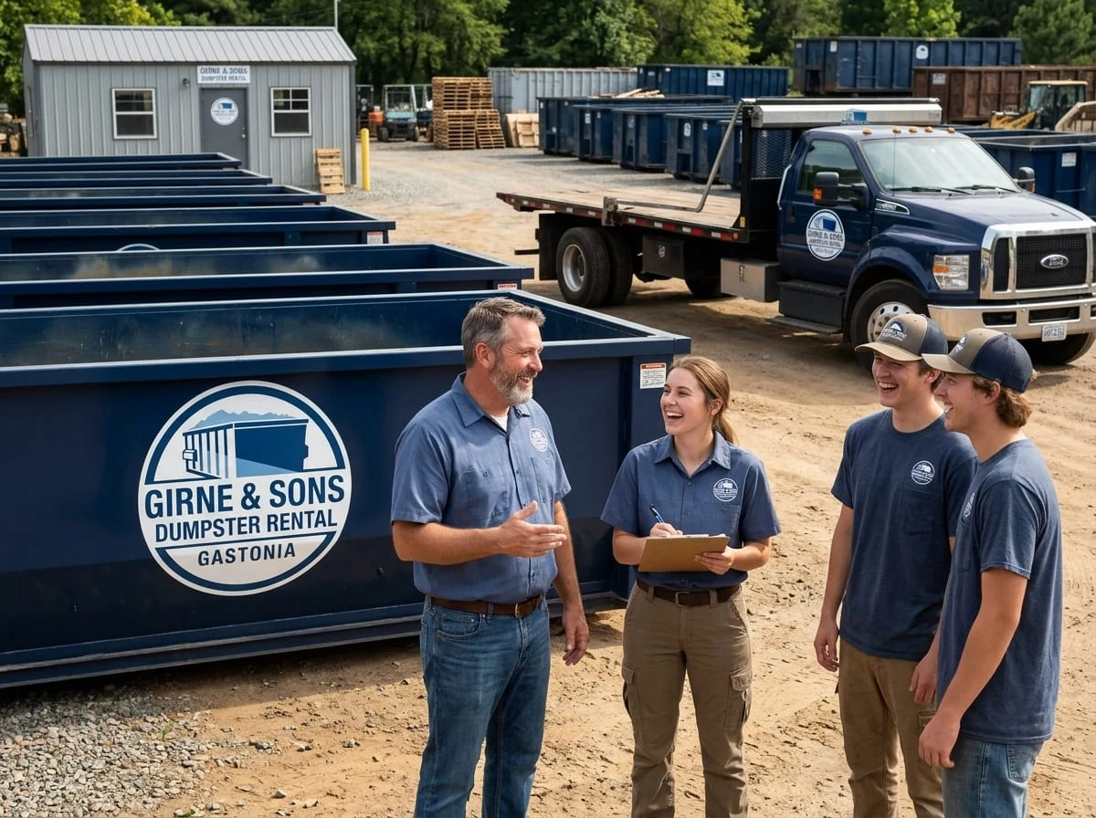 Girne & Sons Dumpster Rental Gastonia crew on location serving Gastonia, NC and Gaston County